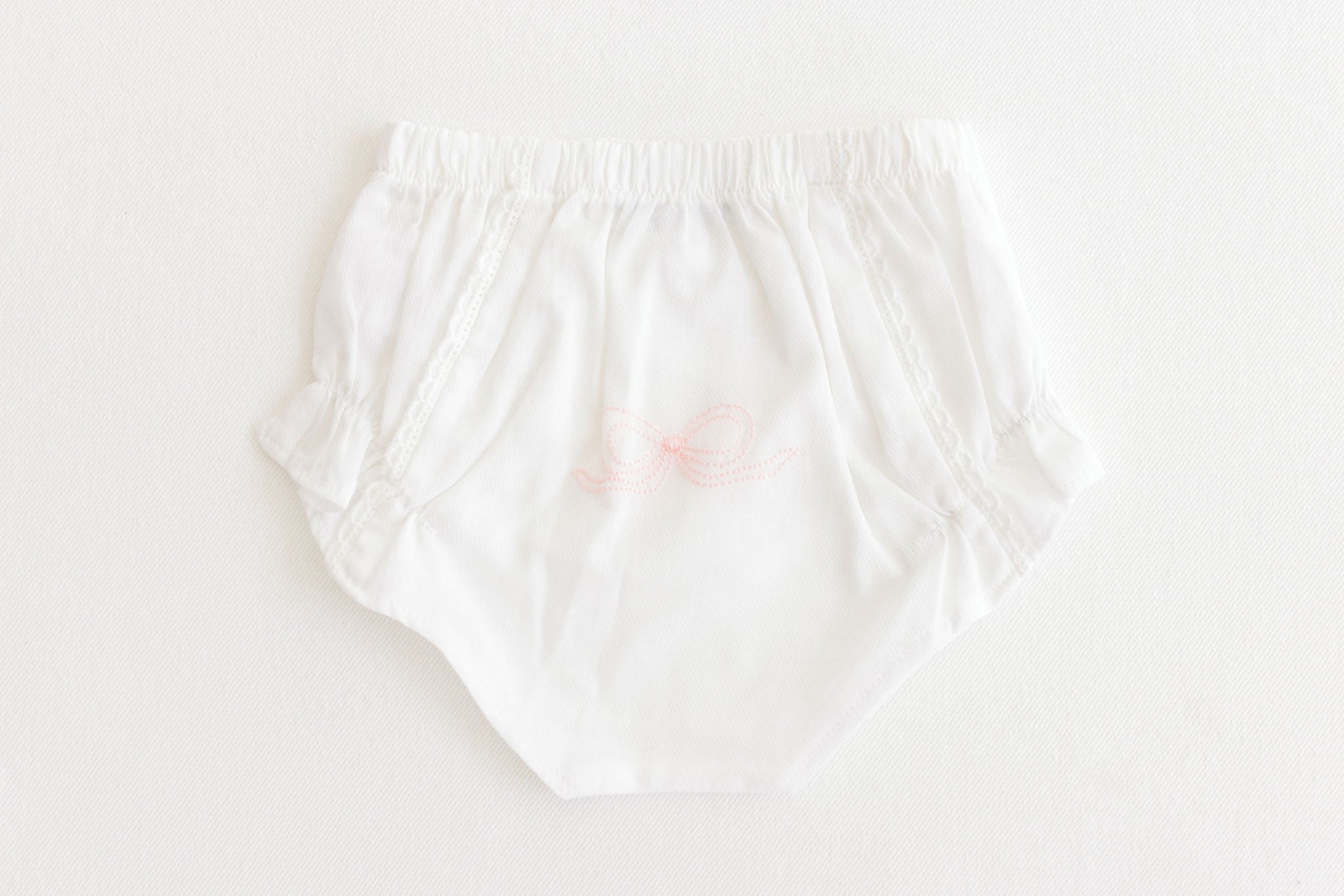 Terry Tots Diaper Cover -White with Pink Embroidered Bow