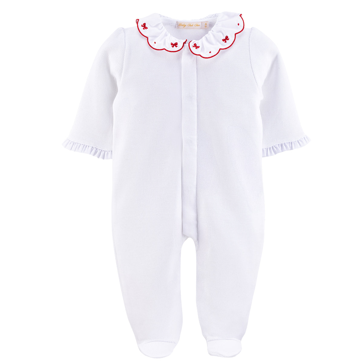 Baby Club Chic | My First Christmas Pima Jacquard Footie w/ Embroidered Collar