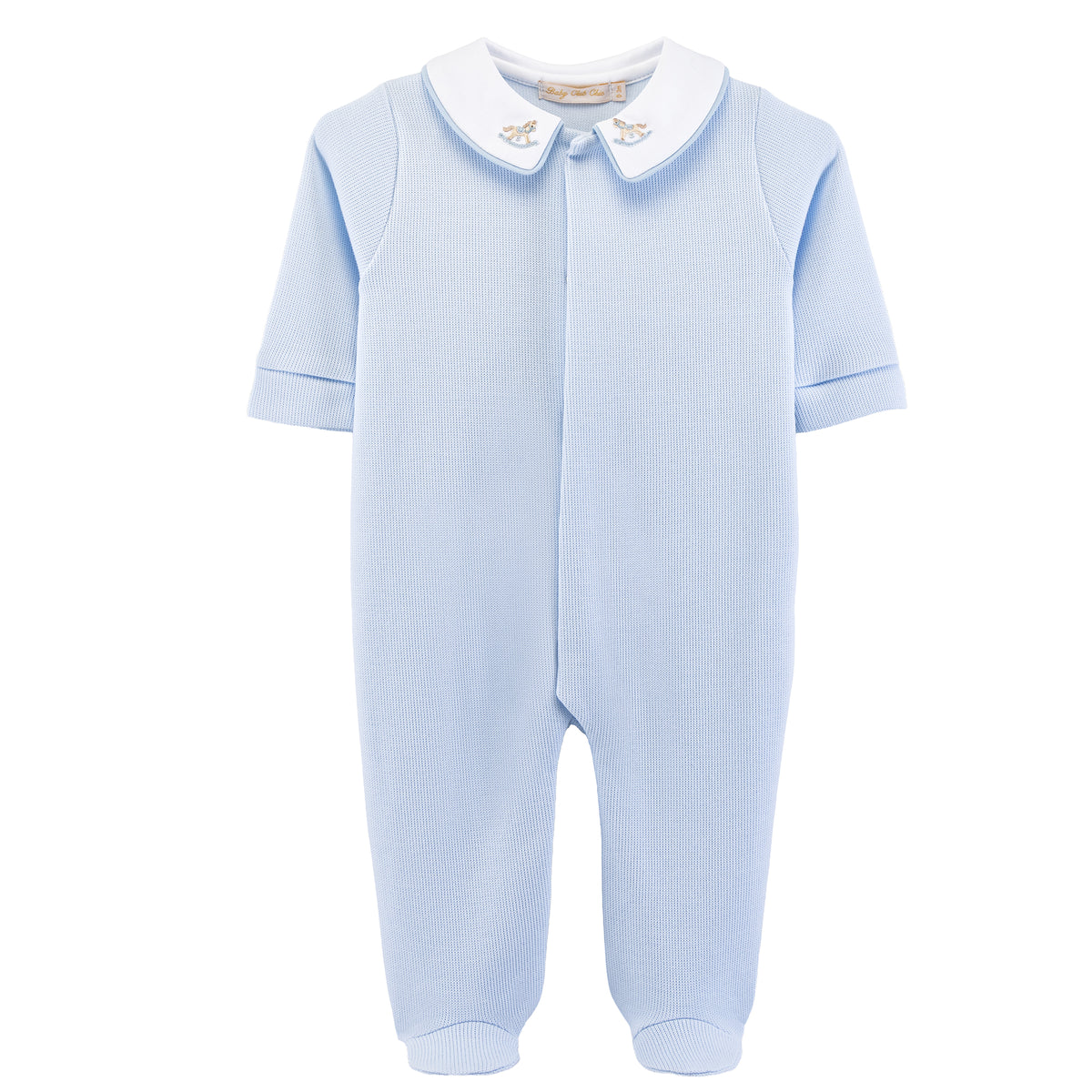 Baby Club Chic | Rocking Horse Pima Jacquard Footie w/ Embroidered Collar