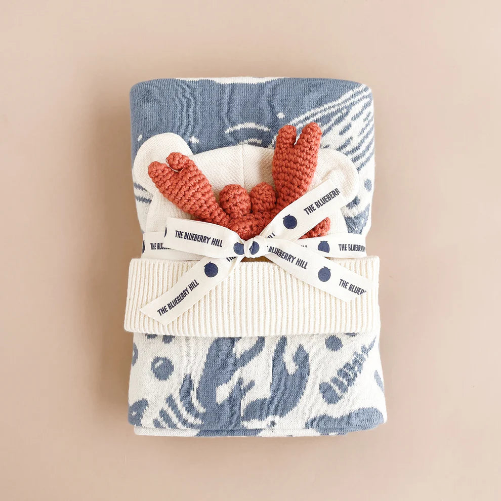 The Blueberry Hill Cotton Baby Nautical Gift Set, Crab