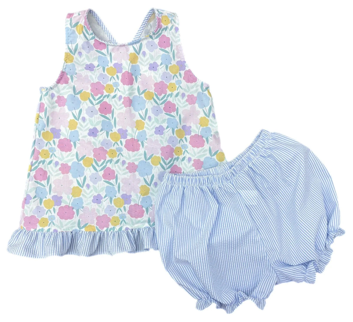 James & Lottie Poppy Pinafore Bloomer Set in Vintage Floral