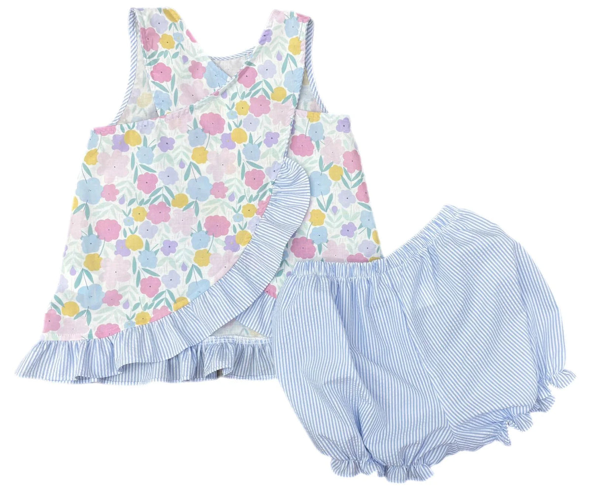 James & Lottie Poppy Pinafore Bloomer Set in Vintage Floral