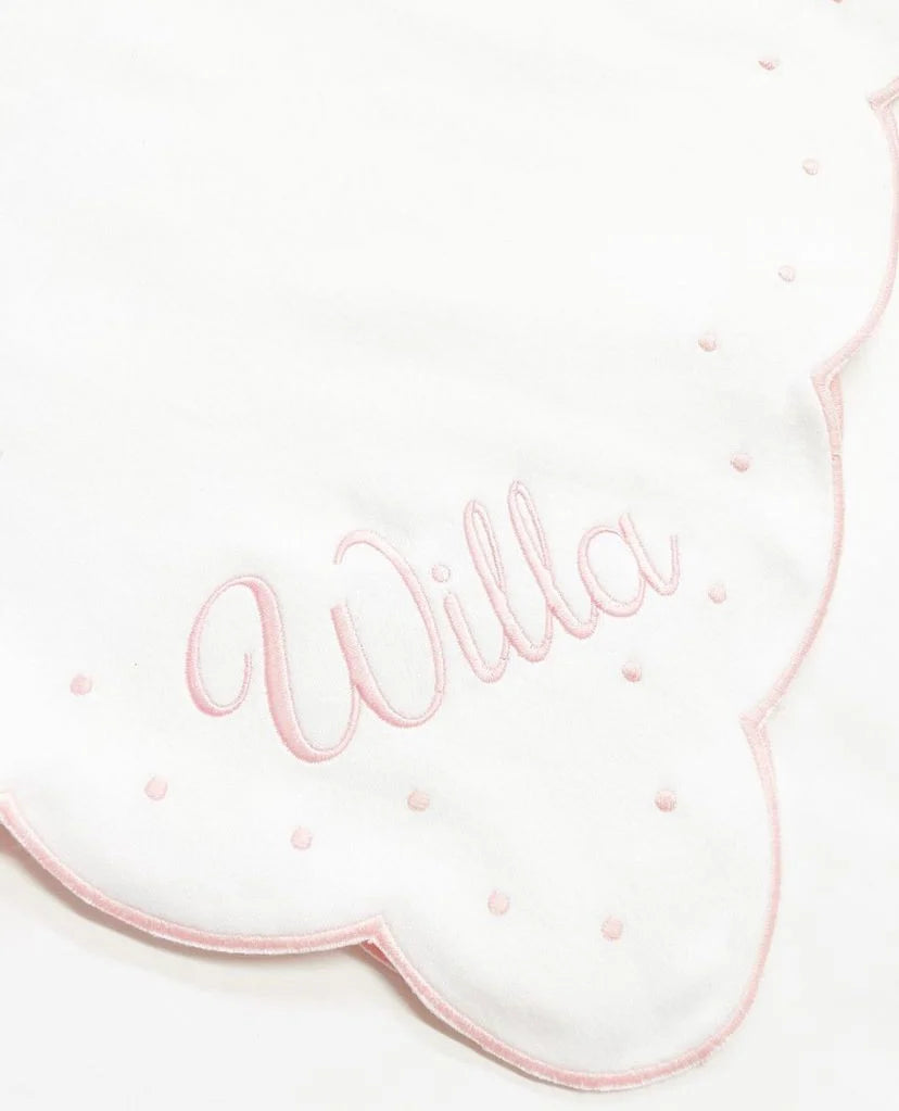 The Proper Peony | Scalloped Dot Receiving Blanket