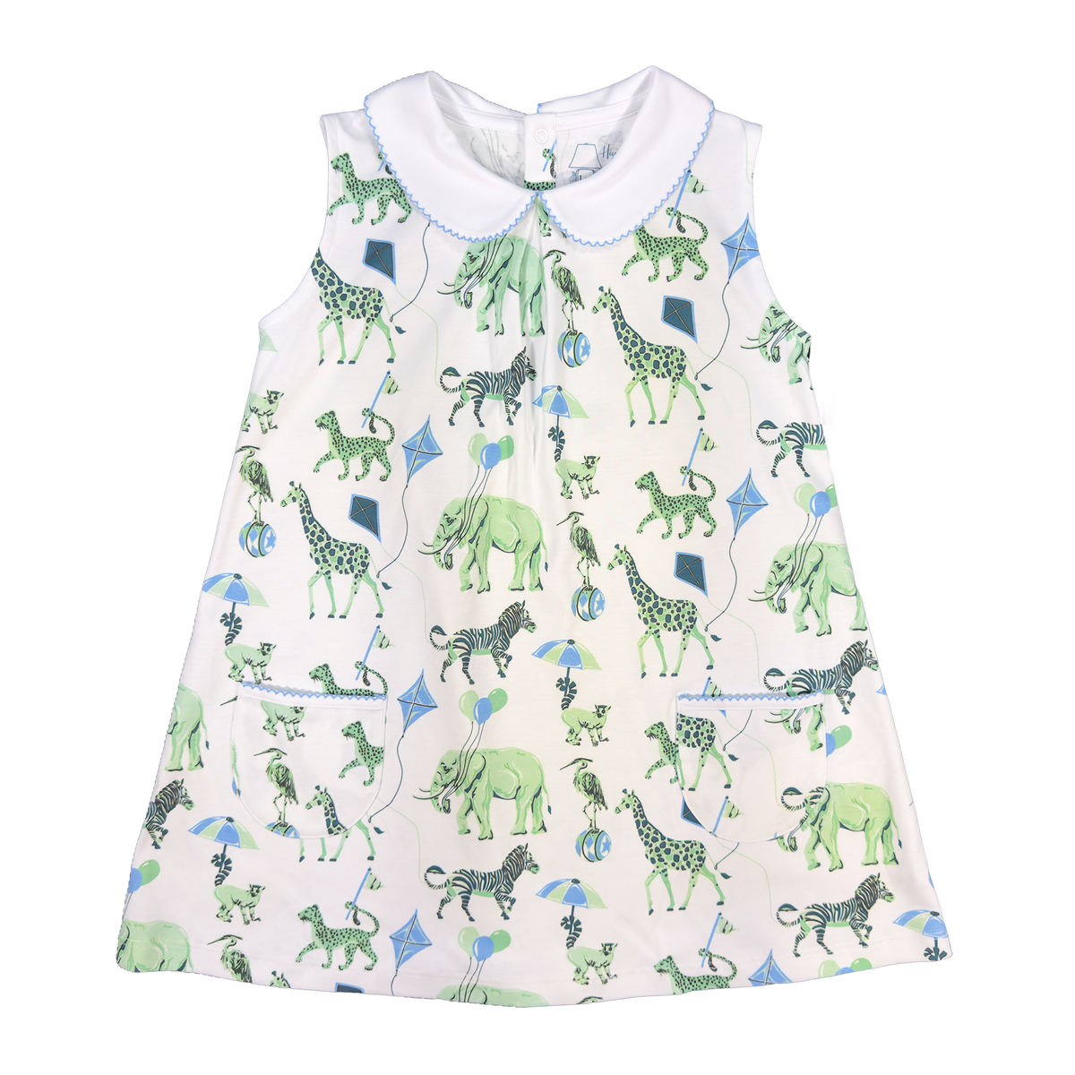 Heyward House Sleeveless Pocket Twirl Dress in Spearmint Safari