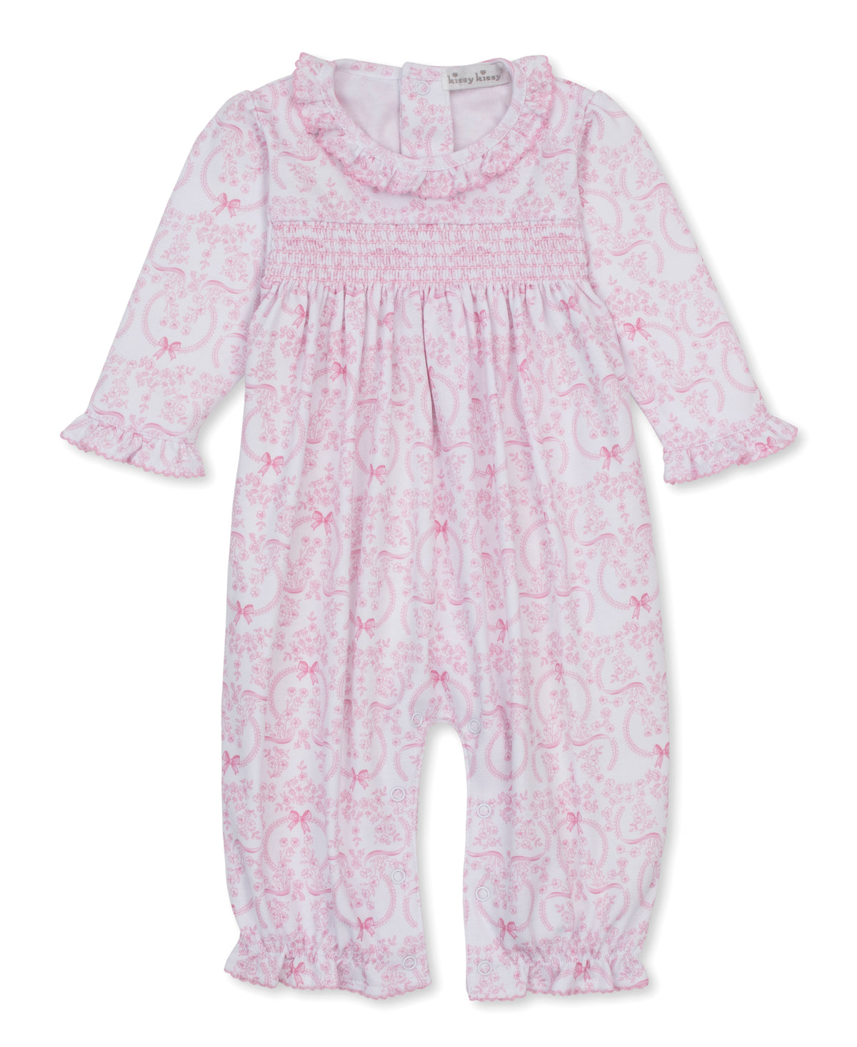 Kissy Kissy | Delicate Blooming Bows Pink Smocked Playsuit
