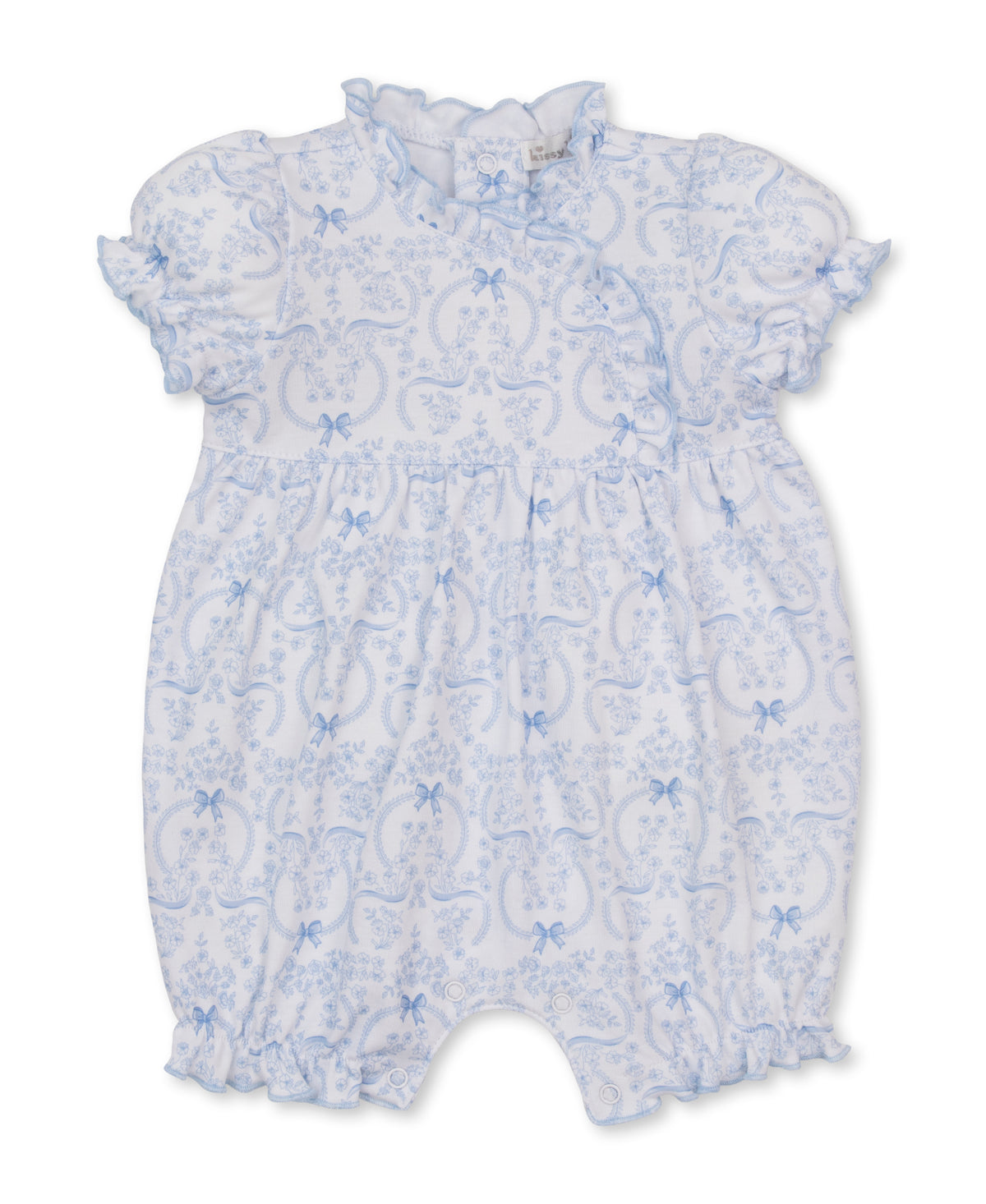 Kissy Kissy |Delicate Blooming Bows Blue Short Playsuit