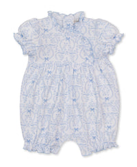 Kissy Kissy |Delicate Blooming Bows Blue Short Playsuit