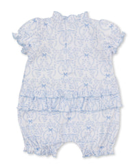Kissy Kissy |Delicate Blooming Bows Blue Short Playsuit