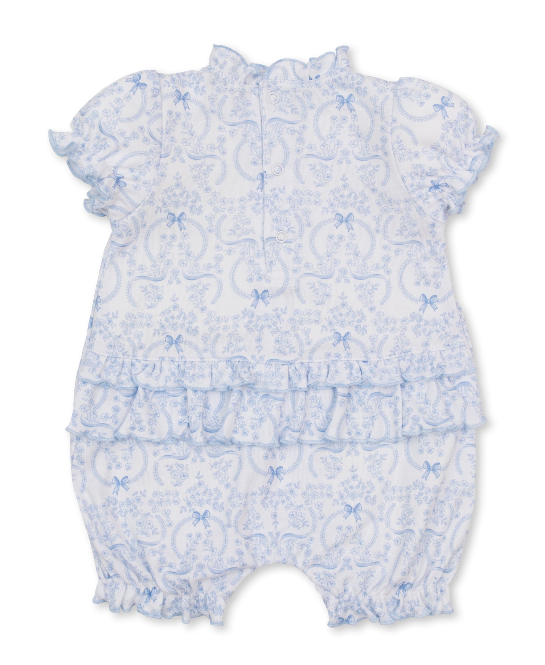 Kissy Kissy |Delicate Blooming Bows Blue Short Playsuit