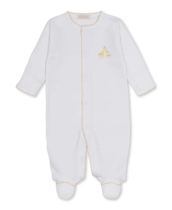 Kissy Kissy | Premier Giraffe Love White/Yellow Hand Emb. Footie