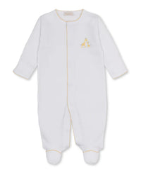 Kissy Kissy | Premier Giraffe Love White/Yellow Hand Emb. Footie