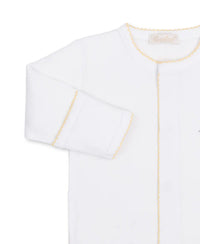 Kissy Kissy | Premier Giraffe Love White/Yellow Hand Emb. Footie
