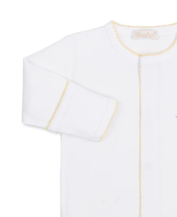 Kissy Kissy | Premier Giraffe Love White/Yellow Hand Emb. Footie