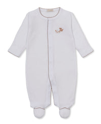 Kissy Kissy | Premier Puppy Paws White/Brown Hand Emb. Footie
