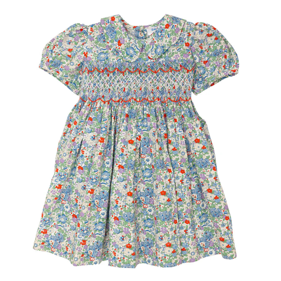 Lulu Bebe | Blue Floral Smocked Gianna Dress