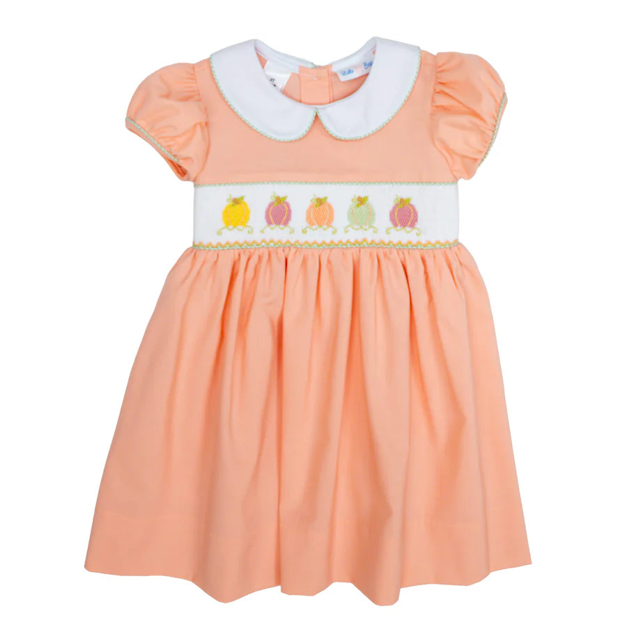 Lulu Bebe | Pumpkin Smocked Rose Dress