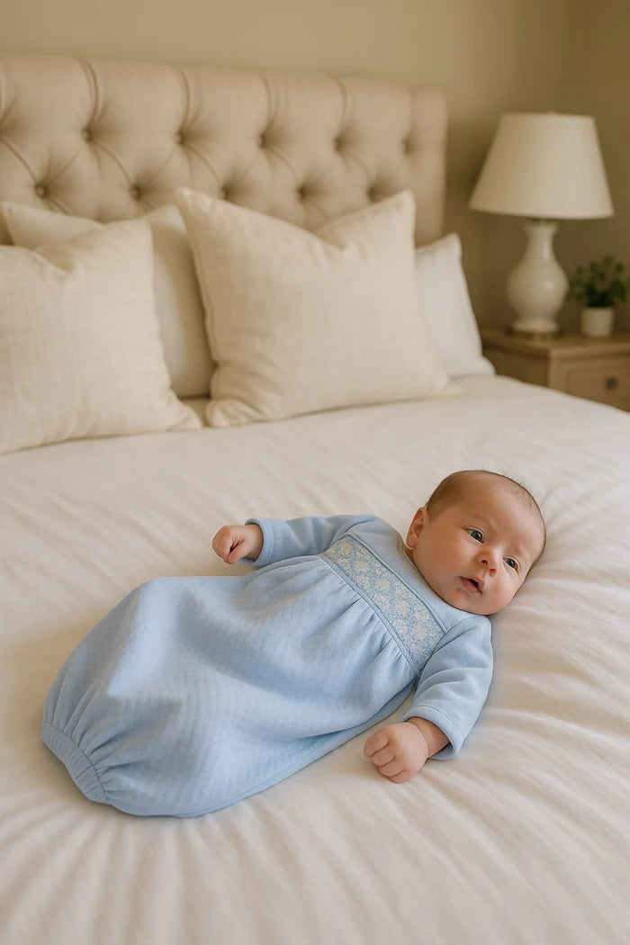 Baby Threads | Baby Boy's "Blue Jacquard" Smocked Daygown