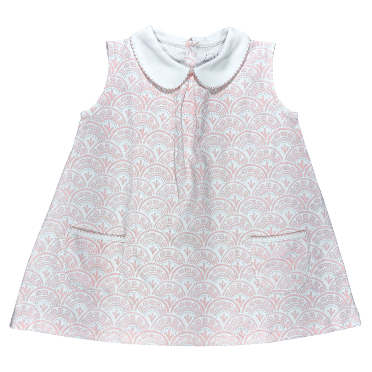 Heyward House Sleeveless Pocket Twirl Pink Scallop Dress