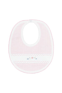 Nellapima | Pink Herringbone Embroidered Burp Cloth and Bib Set