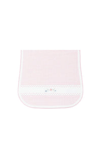 Nellapima | Pink Herringbone Embroidered Burp Cloth and Bib Set