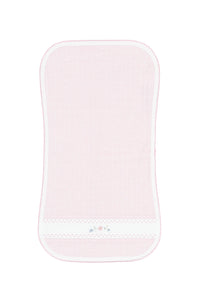 Nellapima | Pink Herringbone Embroidered Burp Cloth and Bib Set