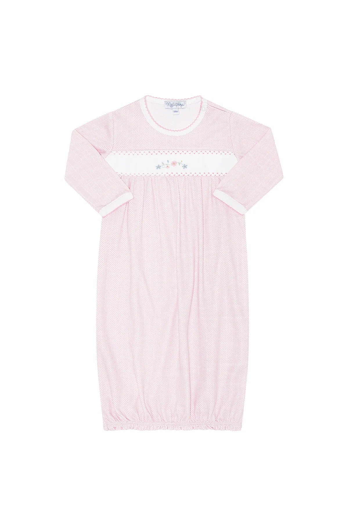 Nellapima | Pink Herringbone Embroidered Gown
