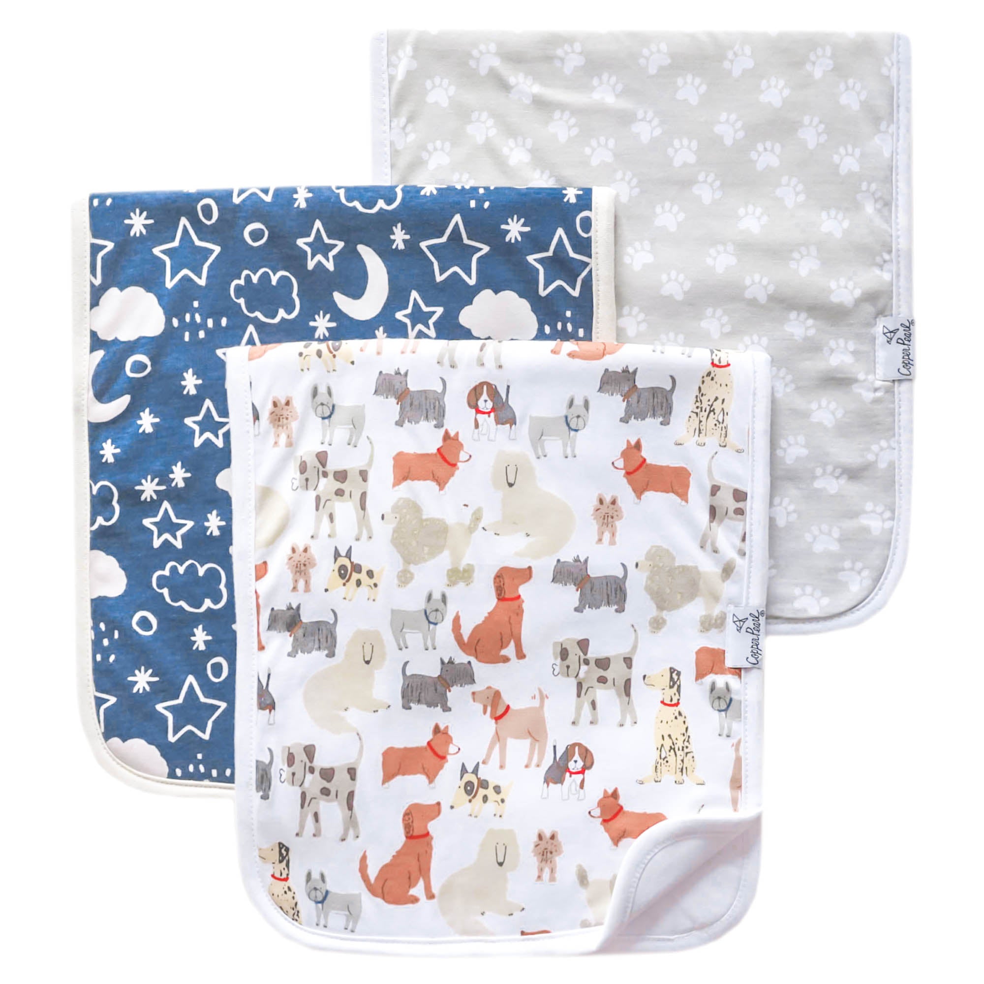 Copper Pearl Burp Cloths-Rufus