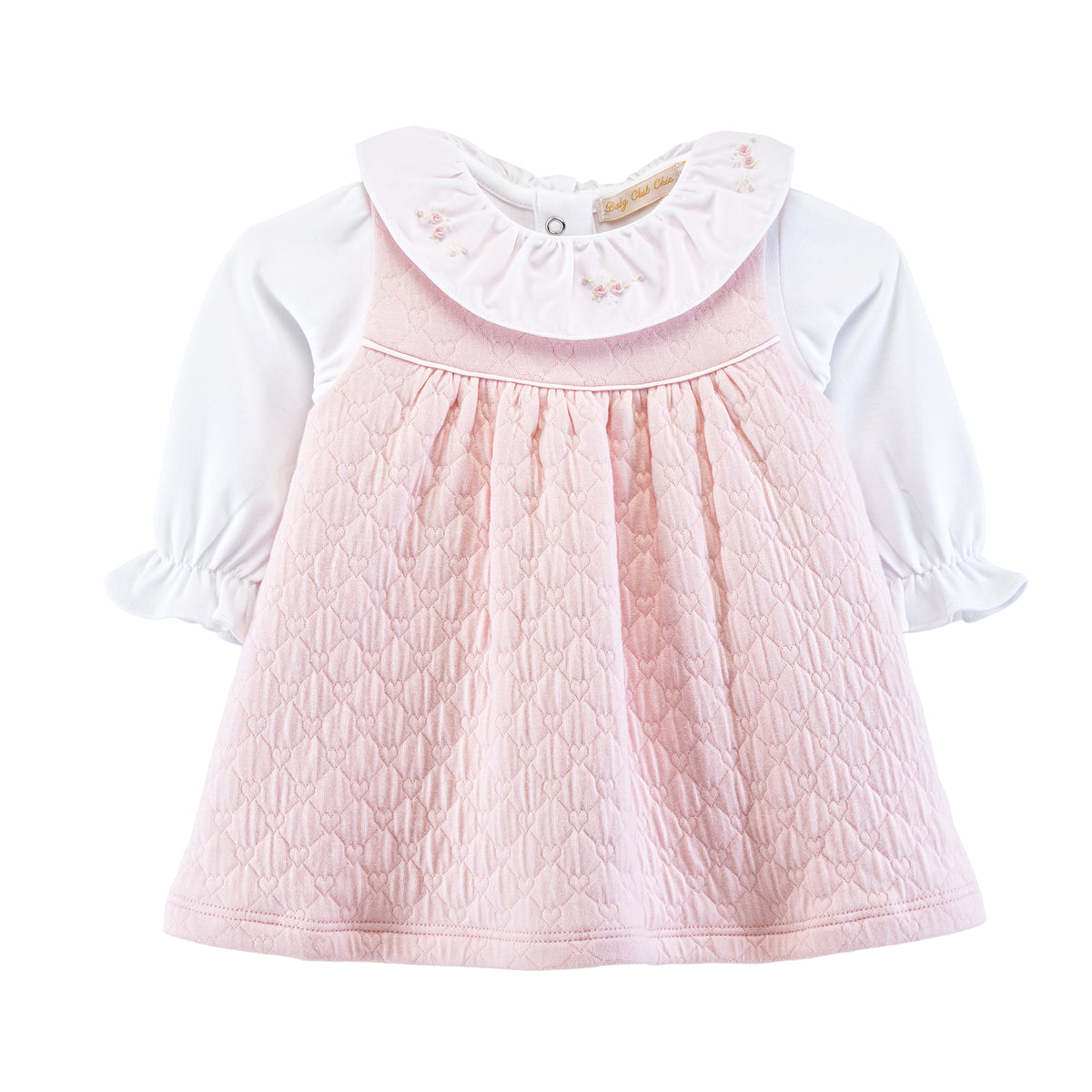 Baby Club Chic | Delicate Roses Pima Jacquard Jumper & Embroidered Ruffle Collar Set