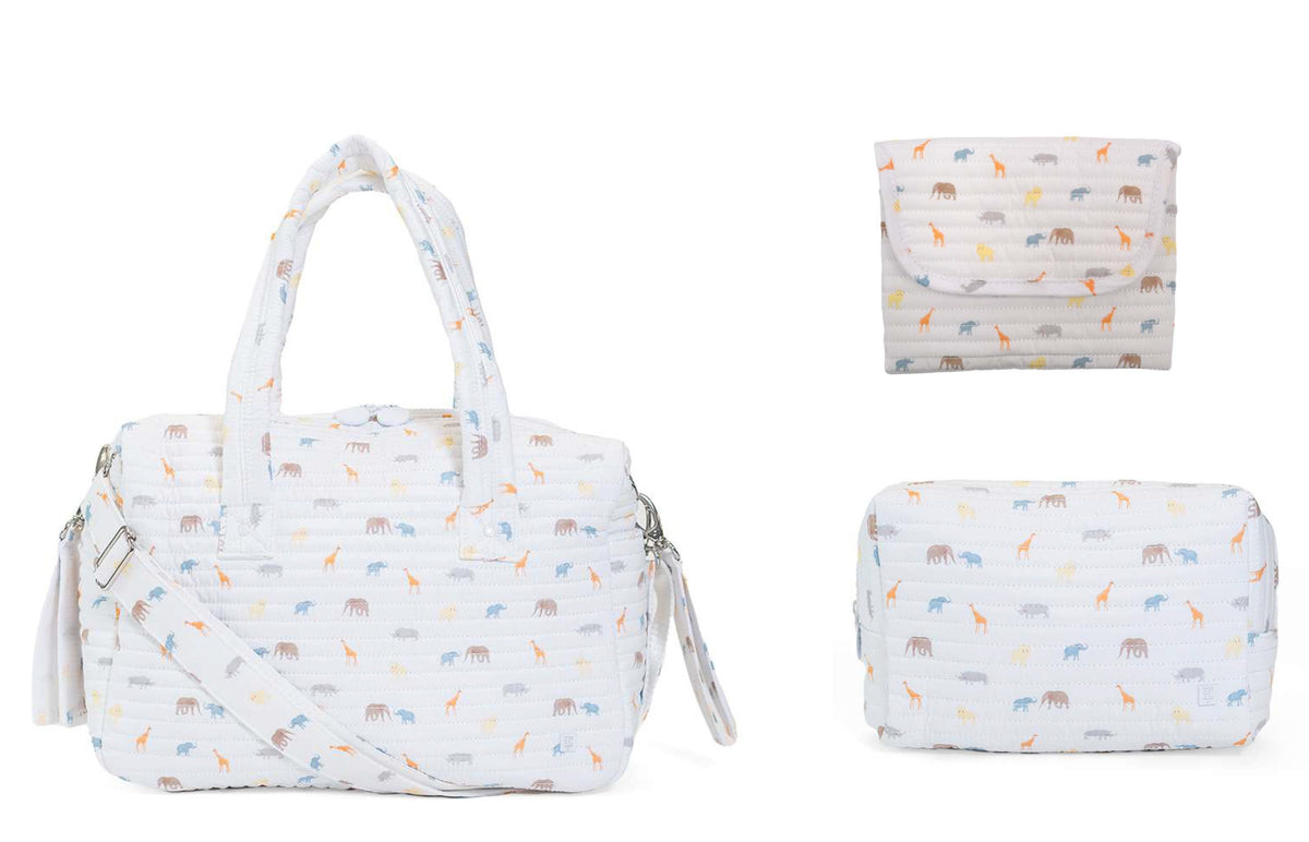 TRVL DESIGN Quilted Stroller Bag Bundle in Safari + Changer Mat + Everyday