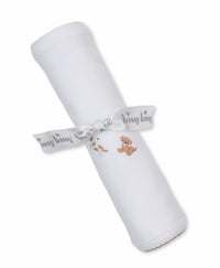 Kissy Kissy | Premier Puppy Paws White/Brown Hand Emb. Blanket