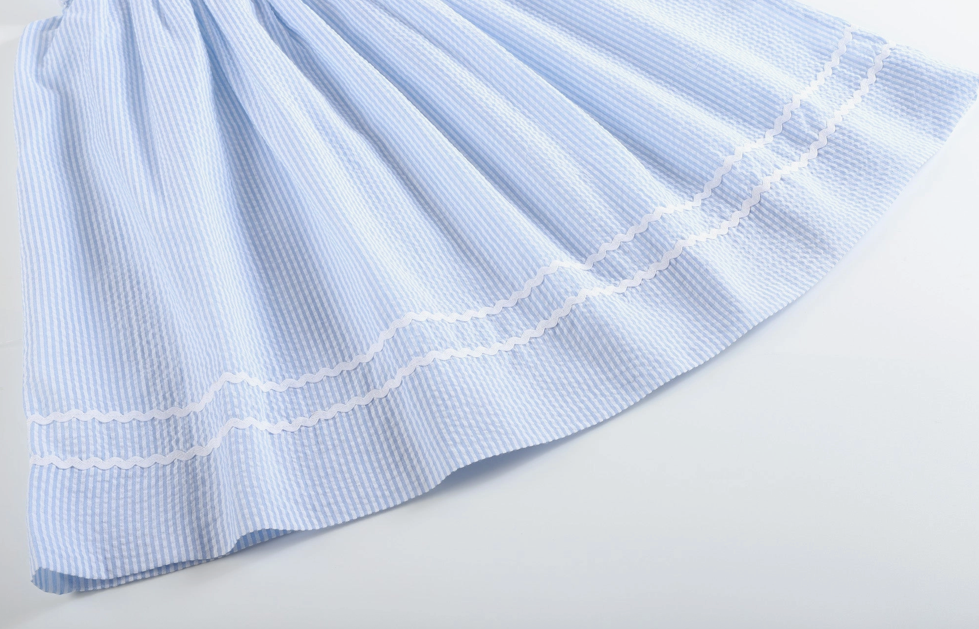 Lil Cactus Blue Seersucker Easter Bunny Smocked Bishop Dress