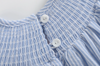 Lil Cactus Blue Seersucker Bunny Smocked Flutter Romper