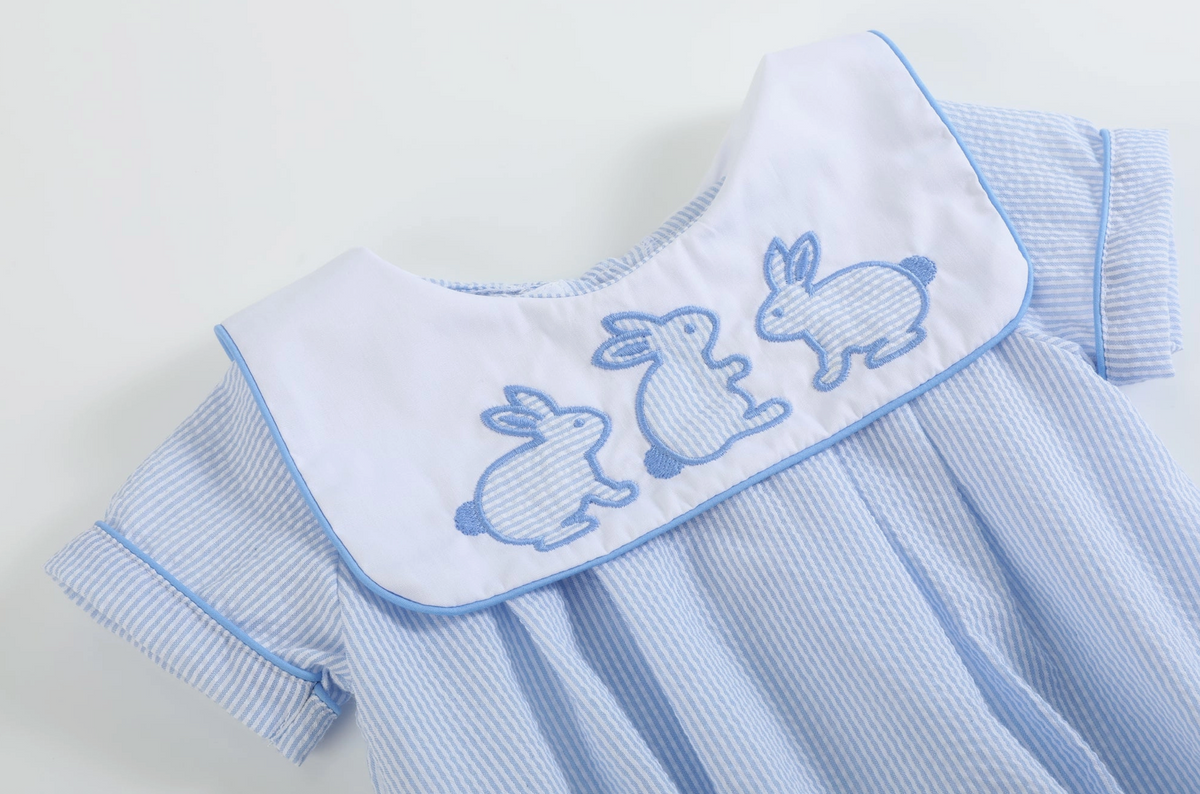 Lil Cactus Blue Stripe Bunny Romper