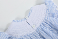 Lil Cactus Light Blue Seersucker Easter Bunny Smocked Flutter Romper