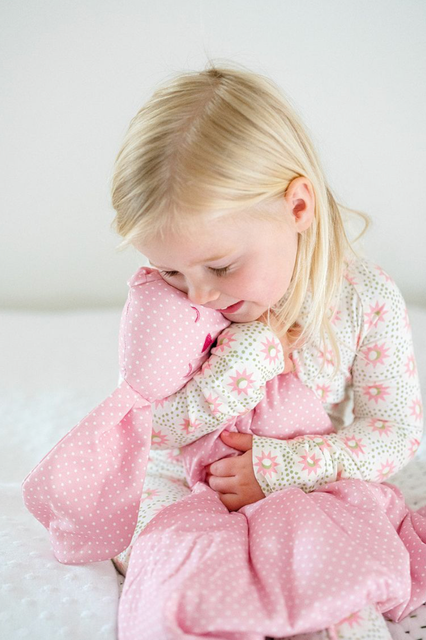 Uptown Baby | Pink Polka Dots Bunny Lovey + Paci Clip Holder