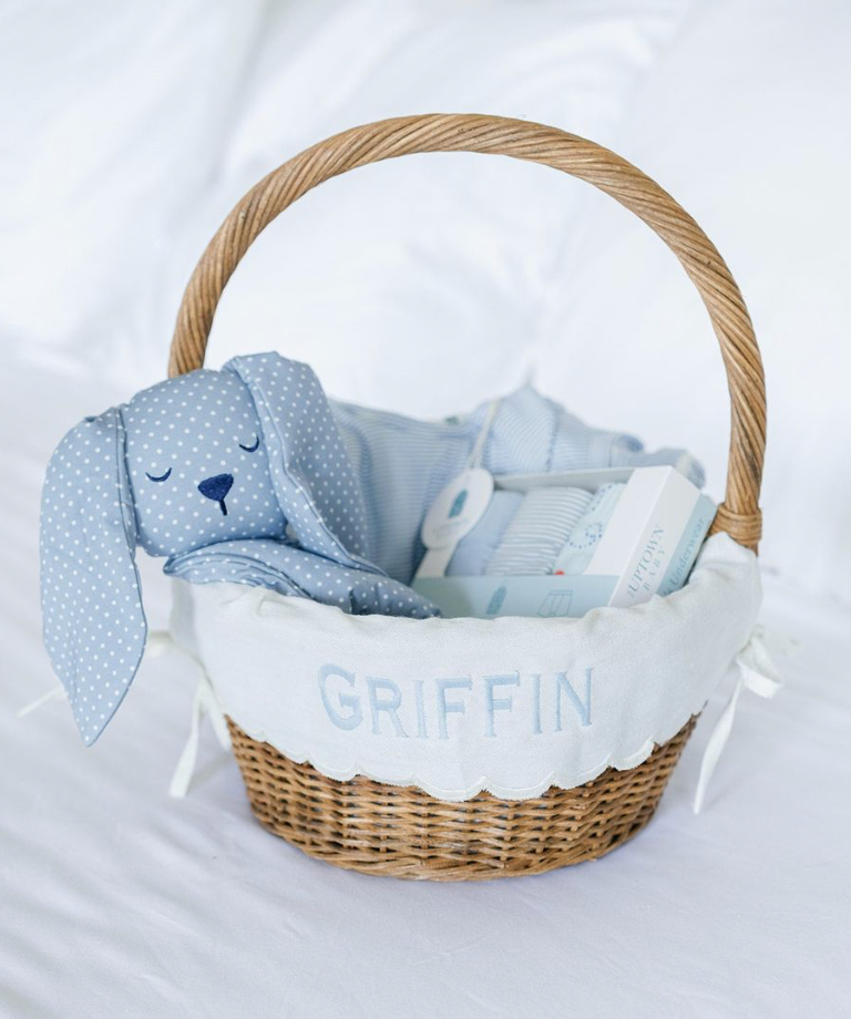 Uptown Baby | Blue Polka Dots Bunny Lovey + Paci Clip Holder