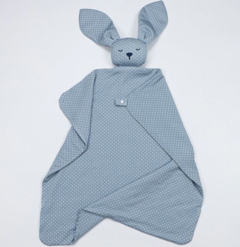 Uptown Baby | Blue Polka Dots Bunny Lovey + Paci Clip Holder