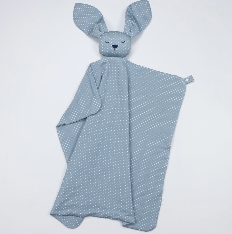 Uptown Baby | Blue Polka Dots Bunny Lovey + Paci Clip Holder