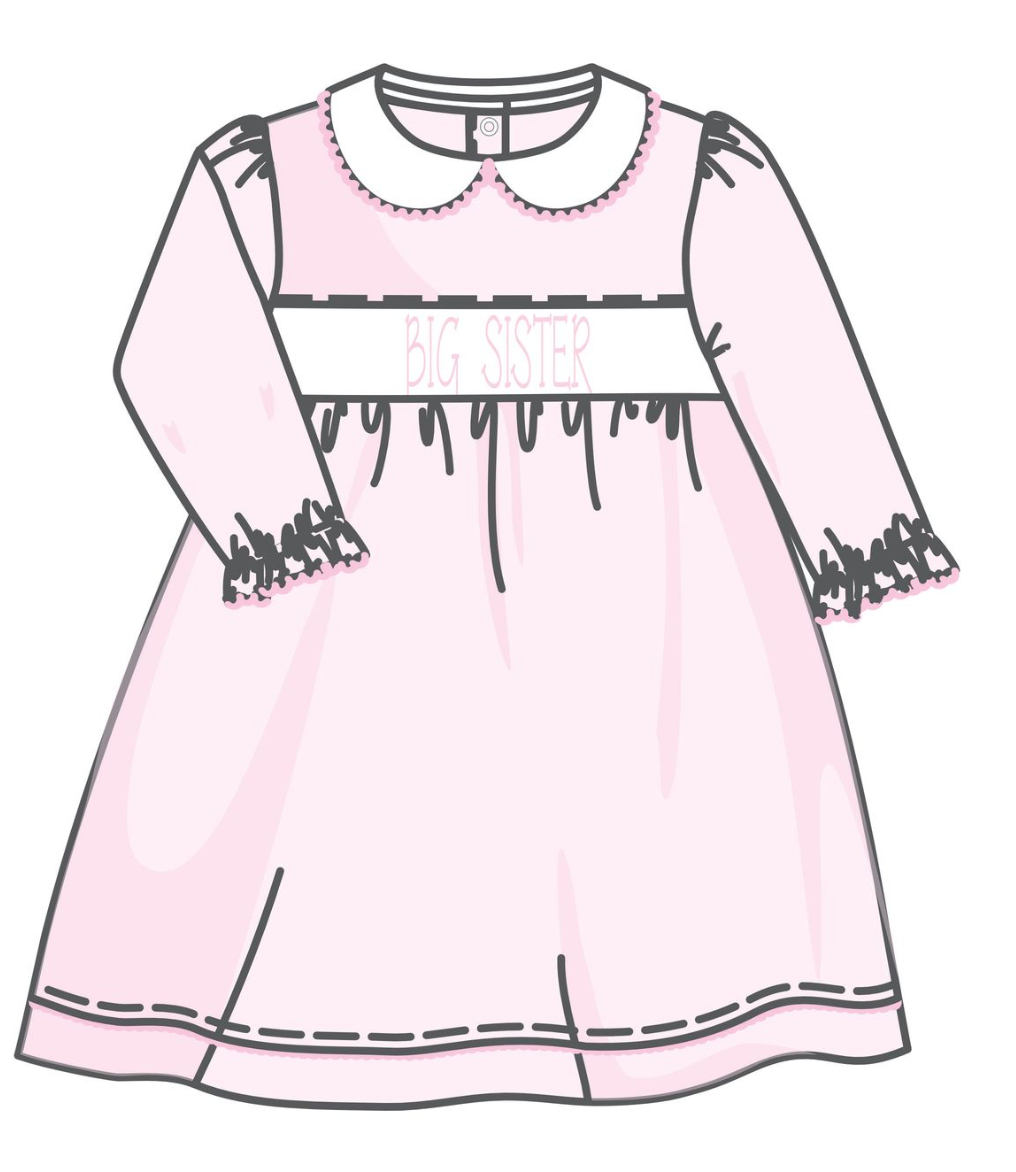 Magnolia Baby | Big Sister Smocked Long Sleeve Dress