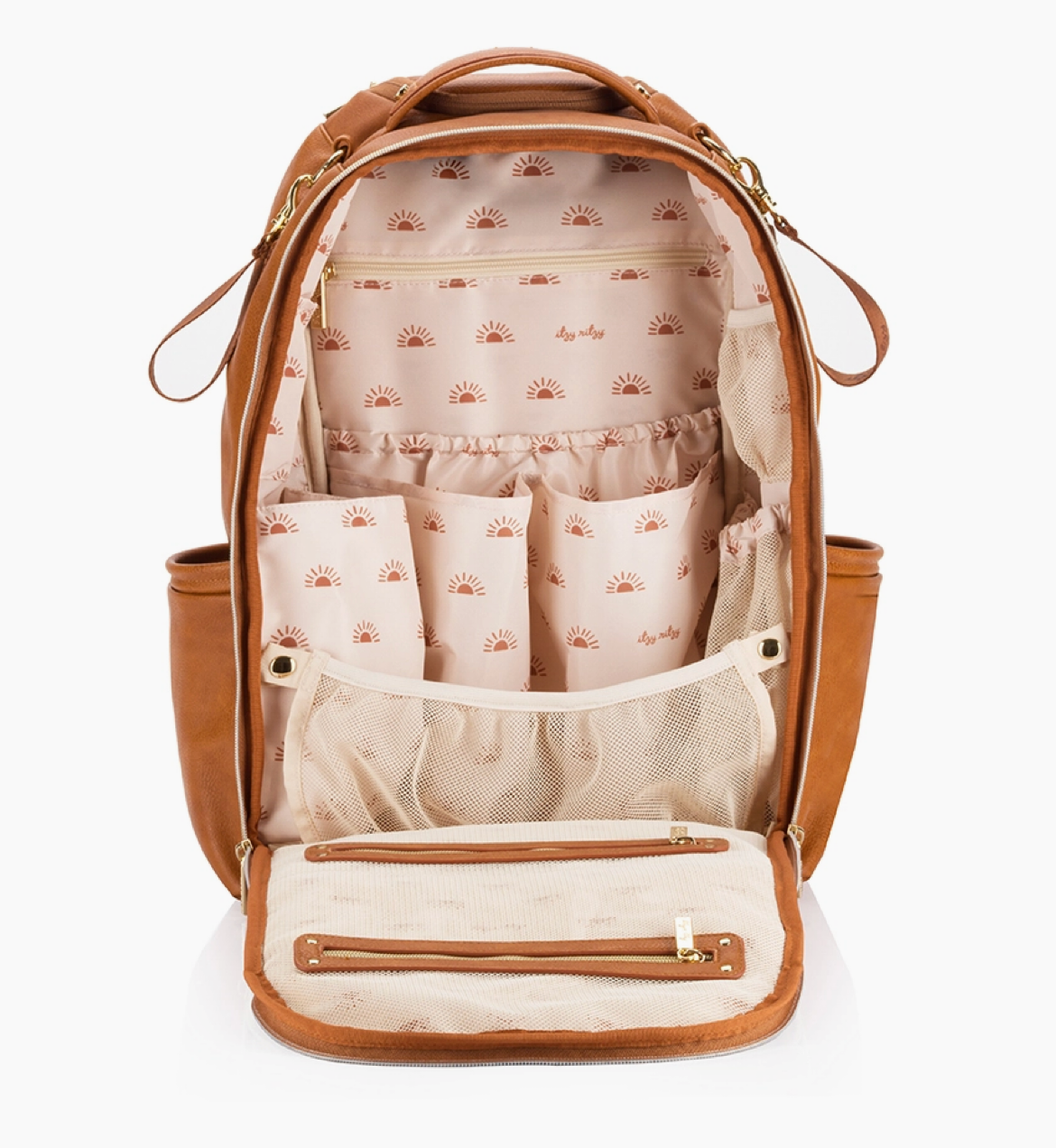 Itzy Ritzy | Cognac Boss Plus | Backpack Diaper Bag