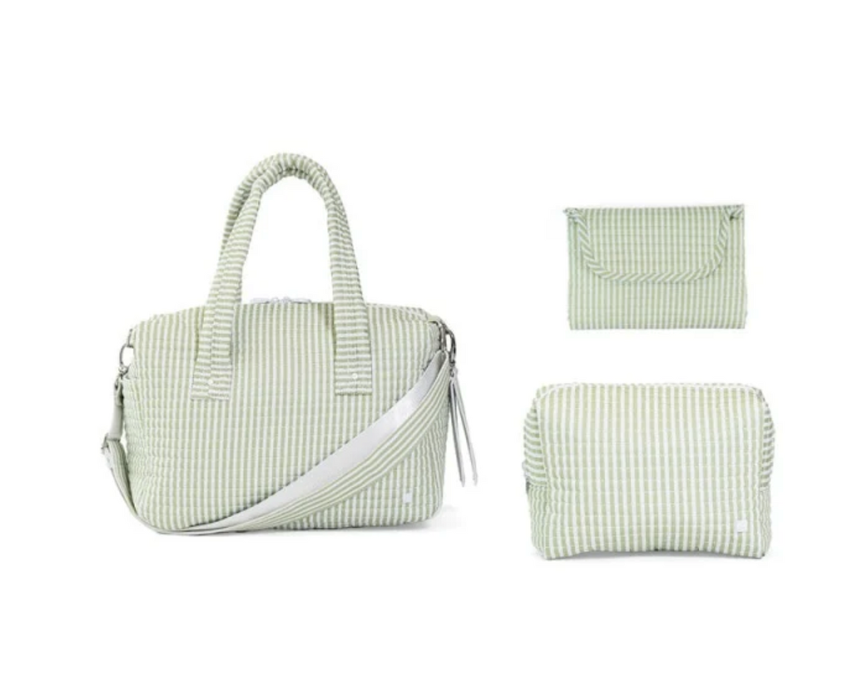 TRVL DESIGN | Quilted Stroller Bag Bundle in Pimlico Stripe Sage + Changer Mat+ Everyday