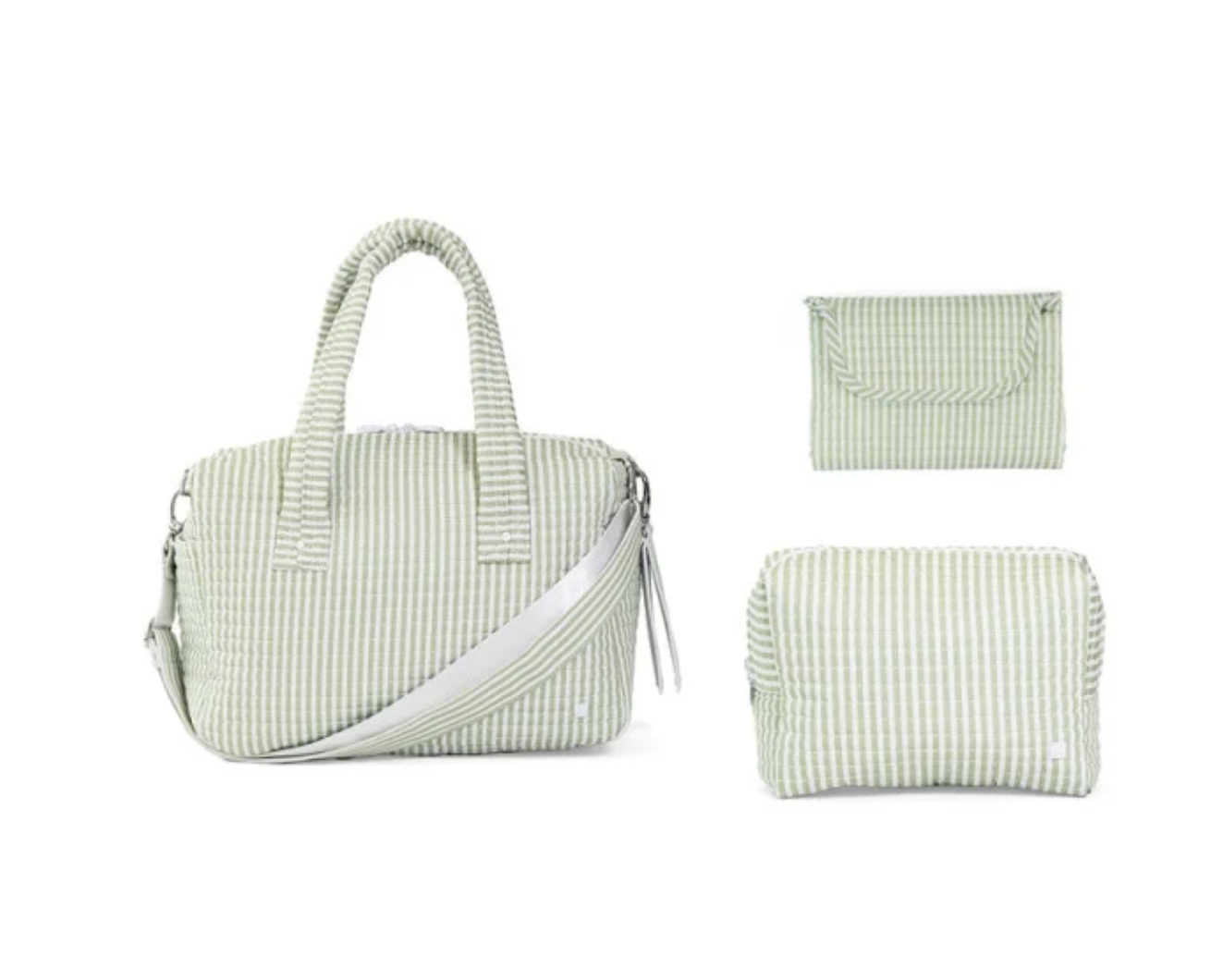 TRVL DESIGN | Quilted Stroller Bag Bundle in Pimlico Stripe Sage + Changer Mat+ Everyday