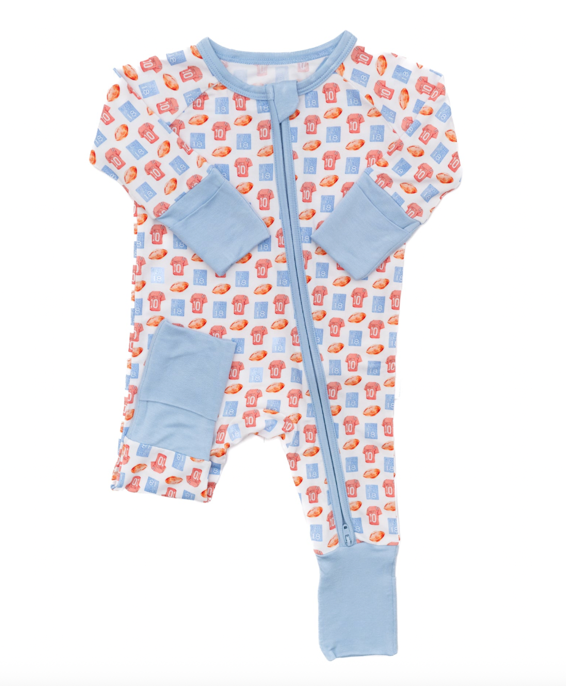 Uptown Baby | Blue & Red Football Sleep Romper