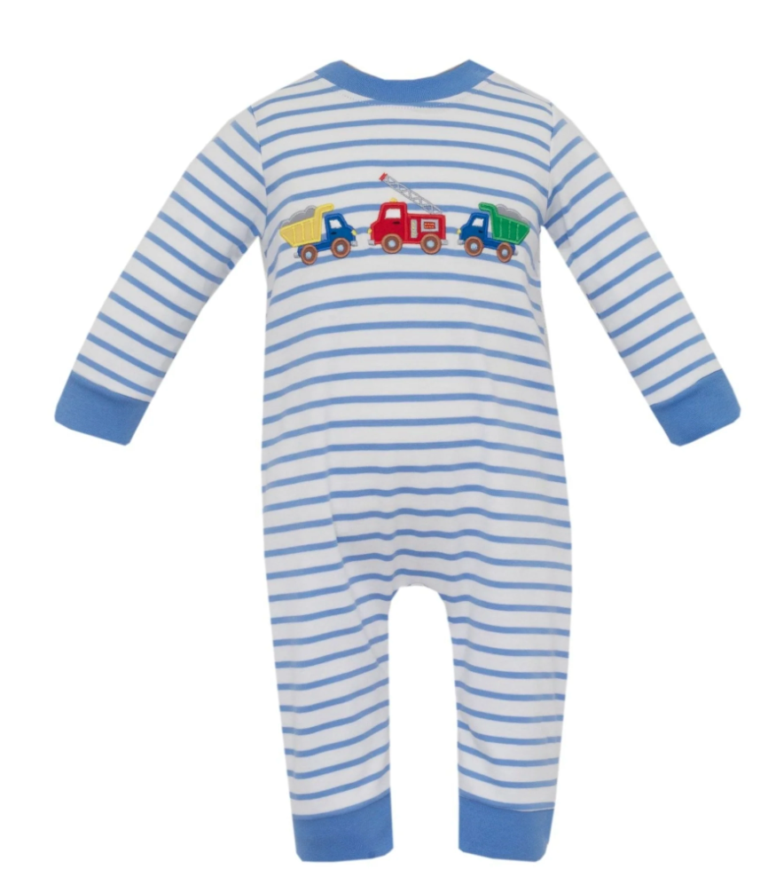 Claire & Charlie | Rescue & Roadwork Truck Striped Romper