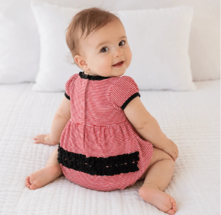 Magnolia Baby | Bulldog Pride Applique Ruffle Short Sleeve Bubble