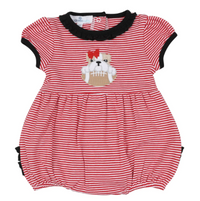 Magnolia Baby | Bulldog Pride Applique Ruffle Short Sleeve Bubble