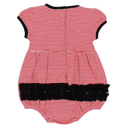 Magnolia Baby | Bulldog Pride Applique Ruffle Short Sleeve Bubble