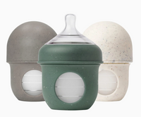 Boon Nursh |  Silicone Pouch Baby Bottles 4 oz (3pack) | Speckle Green
