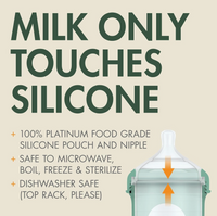 Boon Nursh |  Silicone Pouch Baby Bottles 4 oz (3pack) | Speckle Green