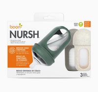 Boon Nursh | Reusable Silicone Pouch Baby Bottle Feeding 8 oz (3pack) | Speckle Green